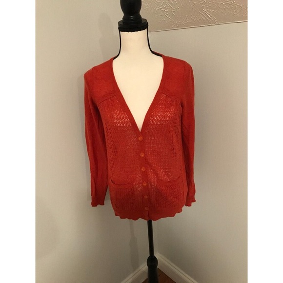 Anthropologie Sparrow Orange Cardigan Button Sweater - Size Extra Small - Picture 1 of 10